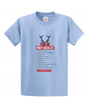 Stag Do Party Checklist Unisex Novelty Kids and Adults T-Shirt